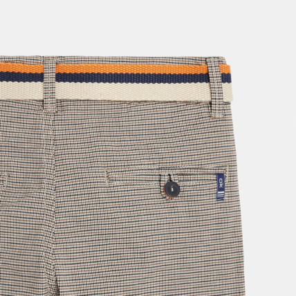 Avis Bermuda slim ceinturé à petits carreaux blanc garçon OKAIDI 3