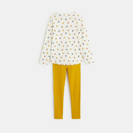 Avis Pyjama 2 pièces en jersey côtelé motifs chats jaune fille OKAIDI 4
