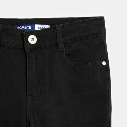 Avis Pantalon toile slim uni noir fille OKAIDI 2