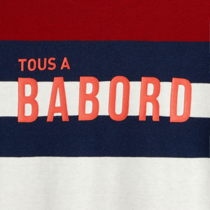 Avis T-shirt à larges rayures "tous à bâbord" blanc garçon OKAIDI 3