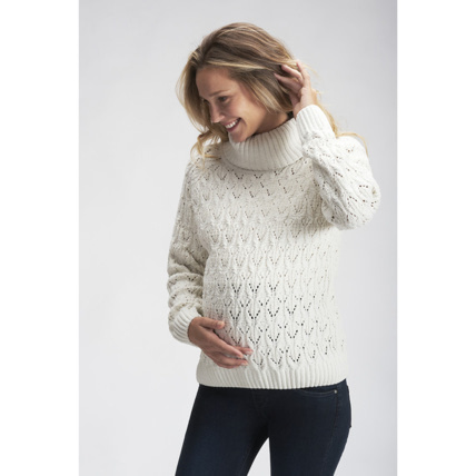 Avis Pull de grossesse col roulé en maille fantaisie ajourée Prémaman 1