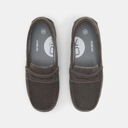 Avis Mocassin croûte de cuir uni gris garçon OKAIDI 2
