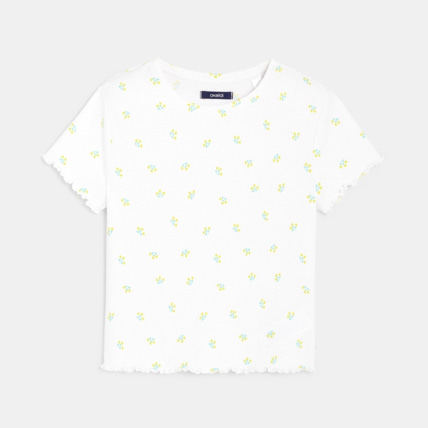 Avis T-shirt à bords ondulés jaune fille OKAIDI 1