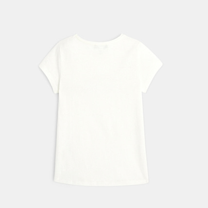 Avis T-shirt motif pop pailleté beige fille OKAIDI 3