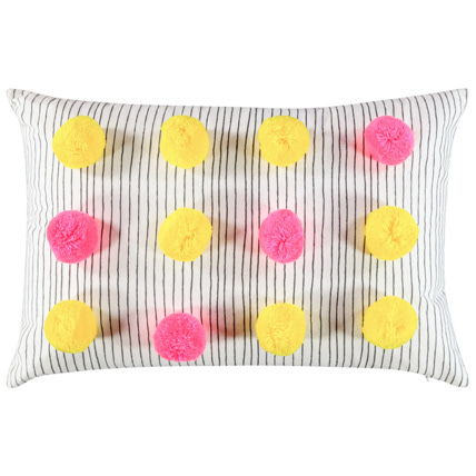 Avis Coussin décoratif à pompoms colorés fluo Prémaman 1