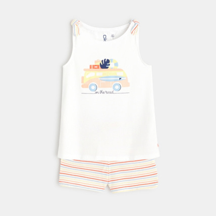 Avis Pyjama d'été 2 pièces en jersey blanc fille OKAIDI 1