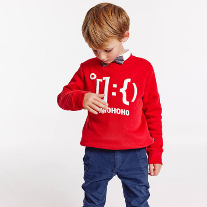 Avis Sweat-shirt manches longues à message HO HO HO rouge garçon OKAIDI 1