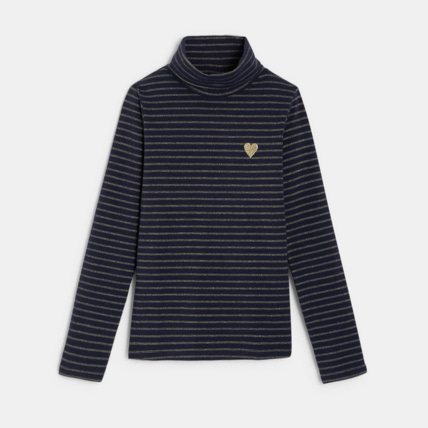 Avis T-shirt col roulé avec broderie cœur bleu fille OKAIDI 2