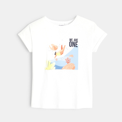 Avis T-shirt à message Surfrider blanc fille OKAIDI 2