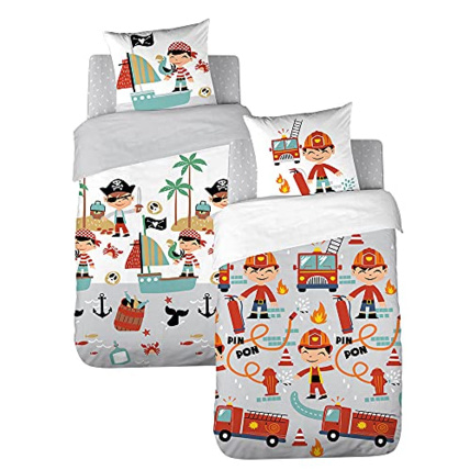 Avis Parure de lit enfant réversible Pompier et pirate CÔTÉ DECO 1