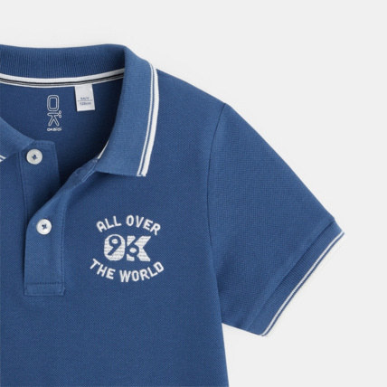 Avis Polo manches courtes 96 All Over The World bleu garçon OKAIDI 2