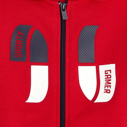 Avis Sweat-shirt à capuche sportswear rouge garçon OKAIDI 2