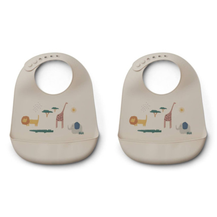Avis Lot de 2 bavoirs en silicone Tilda Safari sandy mix LIEWOOD 1