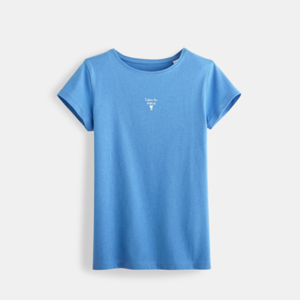 Avis T-shirt à message bleu fille OKAIDI 1