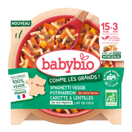 Avis Spaghetti Veggie Potimarron Carotte Lentille Lait de coco Babybio 1