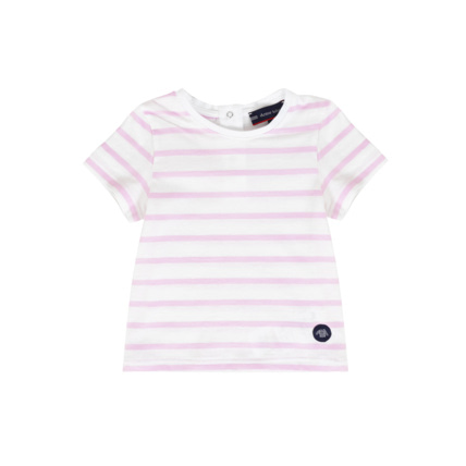 Avis Marinière manches courtes Baby - coton léger - Milk/Mauve Rose ARMOR-LUX 1
