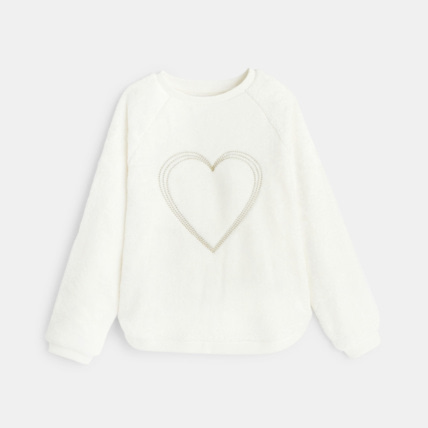 Avis Sweat en velours moelleux motif Cœur blanc fille OKAIDI 2