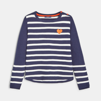 Avis Pull rayé petit cœur bleu fille OKAIDI 1