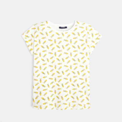 Avis T-shirt imprimé poissons jaune fille OKAIDI 1