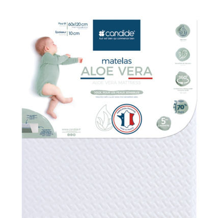 Avis Matelas bébé Aloé Vera déhoussable 360° - 60x120cm CANDIDE 1