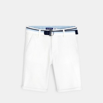 Avis Bermuda slim ceinturé en toile stretch blanc garçon OKAIDI 1