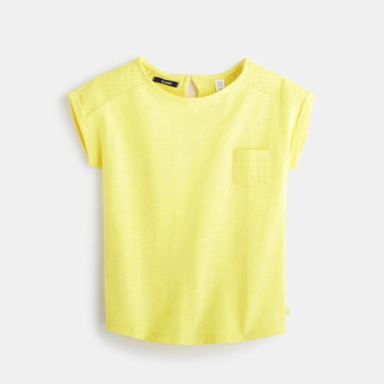 Avis T-shirt détail ajouré jaune fille OKAIDI 1