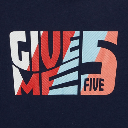 Avis T-shirt à message "Give me five" bleu garçon OKAIDI 2