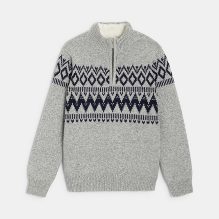 Avis Pull camionneur à col montant zippé gris garçon OKAIDI 1