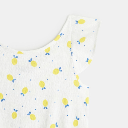 Avis Combishort imprimé motif "petits citrons" jaune fille OKAIDI 3