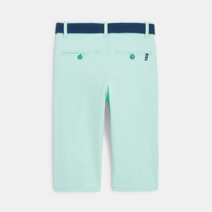 Avis Bermuda slim ceinturé en toile unie turquoise garçon OKAIDI 3