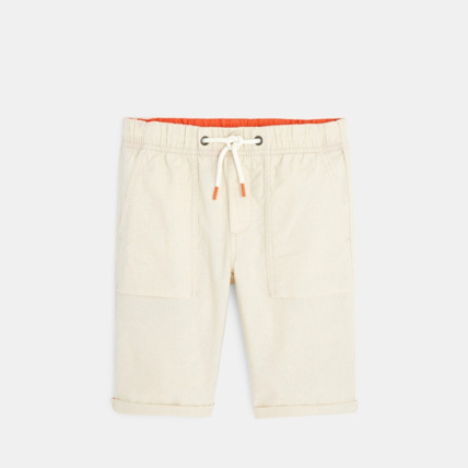 Avis Bermuda en toile à taille élastiquée blanc garçon OKAIDI 1