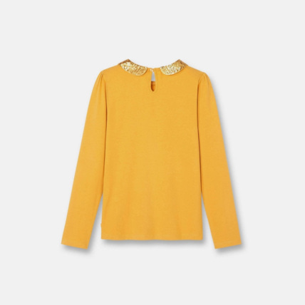 Avis T-shirt à col sequins amovible jaune fille OKAIDI 2