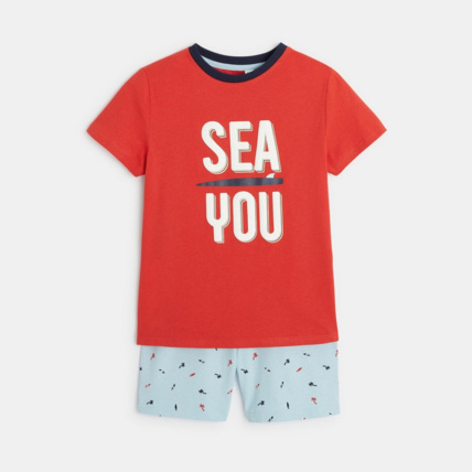 Avis Pyjama d'été à message "Sea you" rouge garçon OKAIDI 2