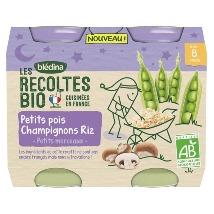Avis Les Recoltes Petits pots Petit Pois Champignons Riz Bio Blédina 1