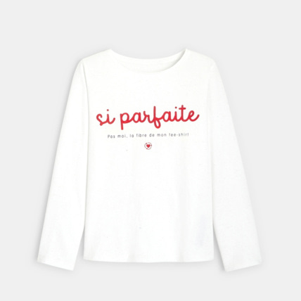 Avis T-shirt à message en coton recyclé majoritaire beige fille OKAIDI 1