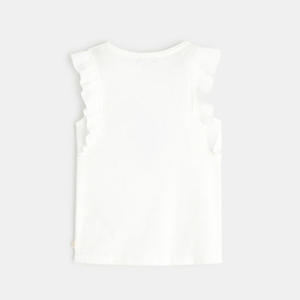 Avis T-shirt à volant et motif brodé blanc fille OKAIDI 4