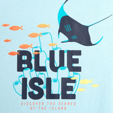 Avis Débardeur à motif et message "blue isle" bleu garçon OKAIDI 3