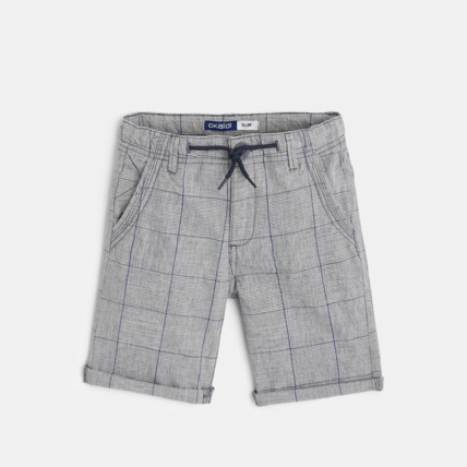 Avis Bermuda slim à carreaux Prince-de-Galles gris garçon OKAIDI 1