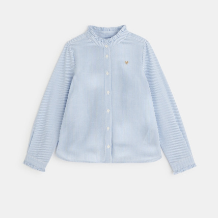 Avis Chemise frou-frou rayée et broderie cœur bleue fille OKAIDI 2