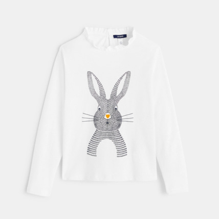 Avis T-shirt manches longues à motif animal Lapin blanc fille OKAIDI 1