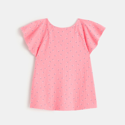 Avis T-shirt gaufré à petits motifs Cerises rose fille OKAIDI 3