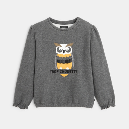 Avis Sweat-shirt "trop chouette" gris fille OKAIDI 2