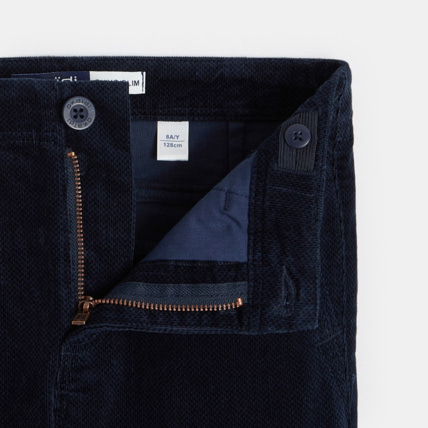 Avis Pantalon chino en velours fantaisie uni bleu garçon OKAIDI 3