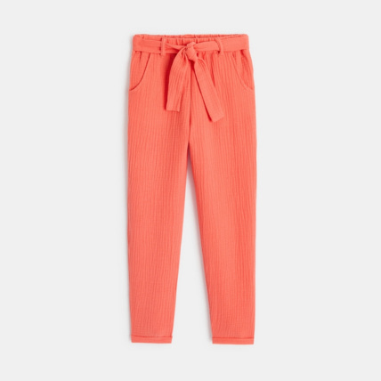 Avis Pantalon en gaze de coton orange fille OKAIDI 2
