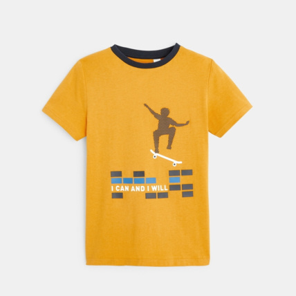 Avis T-shirt flammé motif skate jaune garçon OKAIDI 1
