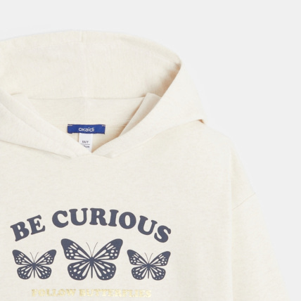 Avis Sweat-shirt à capuche motif papillon beige fille OKAIDI 3
