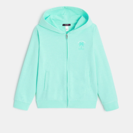 Avis Sweat-shirt à capuche uni "enjoy summer" bleu fille OKAIDI 1