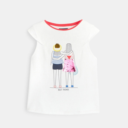 Avis T-shirt à message et sequins rose fille OKAIDI 1