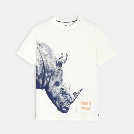 Avis T-shirt over size rhinocéros blanc garçon OKAIDI 1