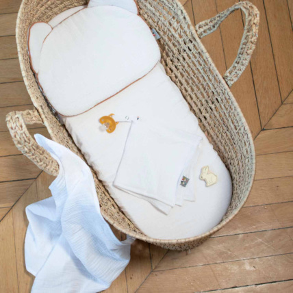 Avis Lot de 3 Draps housses couffin en gaze de coton, Uni Sevira Kids 9